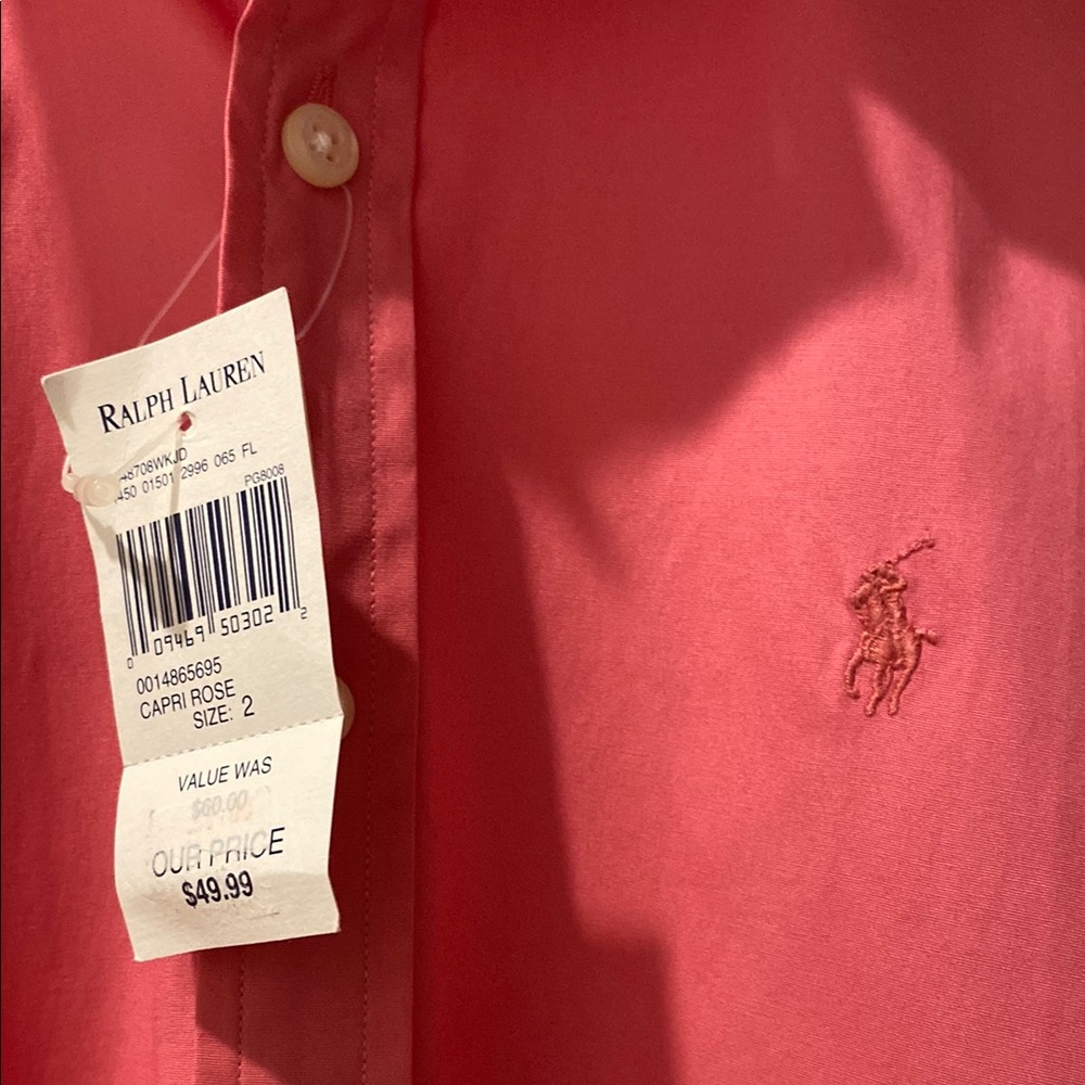 Ralph Lauren Pink Casual Button Down Shirt with Classic Collar - Picture 3 of 7
